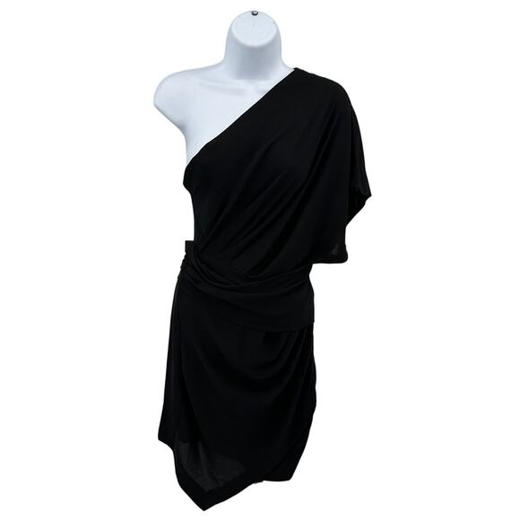 Iro Dress Womens EU 34/XXS Black Ferila Asymmetrical One Shoulder Ruched Formal - Picture 1 of 11